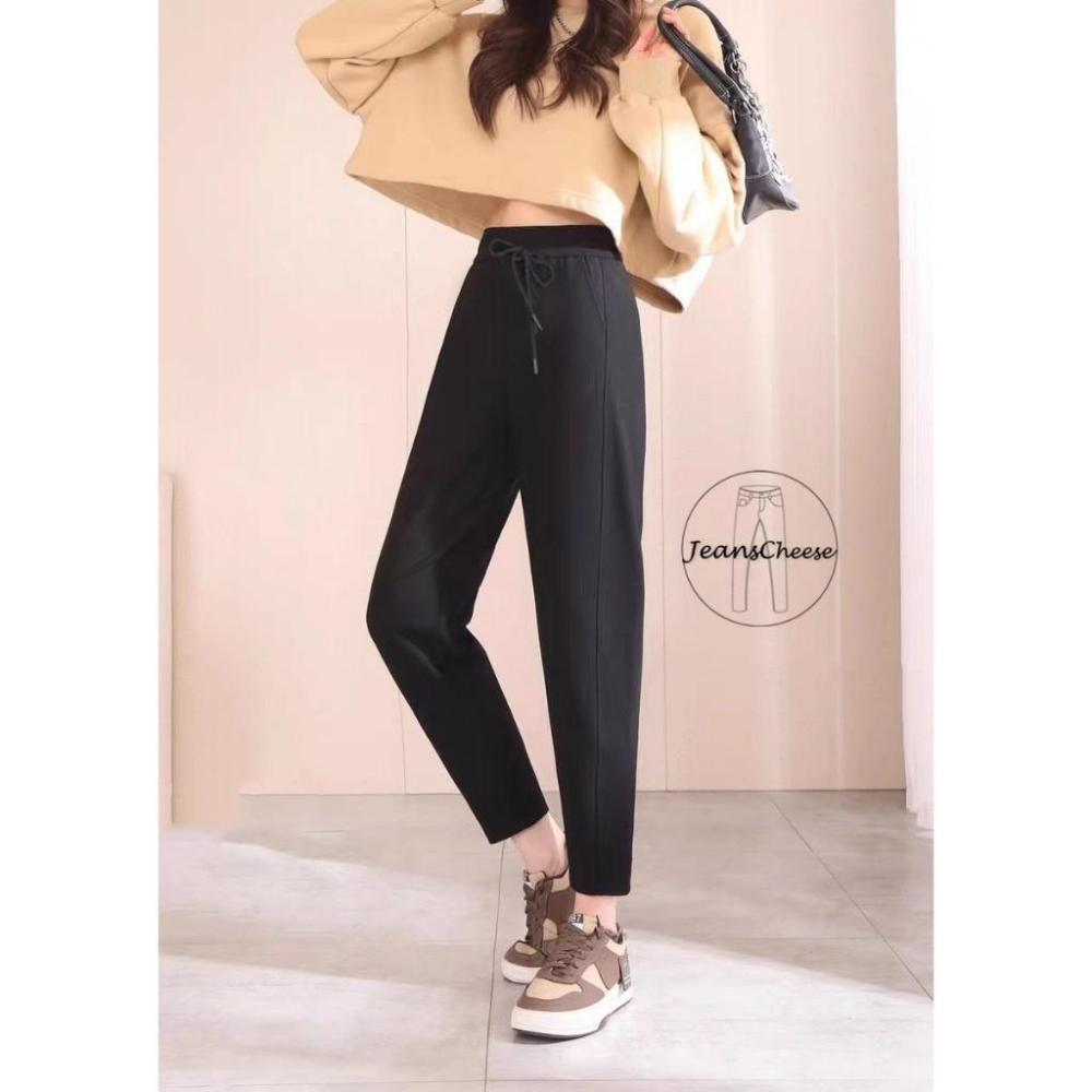 冬天保暖修飾垮寬中厚棉質保暖棉褲哈倫褲.老爺褲.工作褲.保暖褲.男友褲.剪刀褲.黑褲.黑色長褲.休閒長褲.S63.702-細節圖4