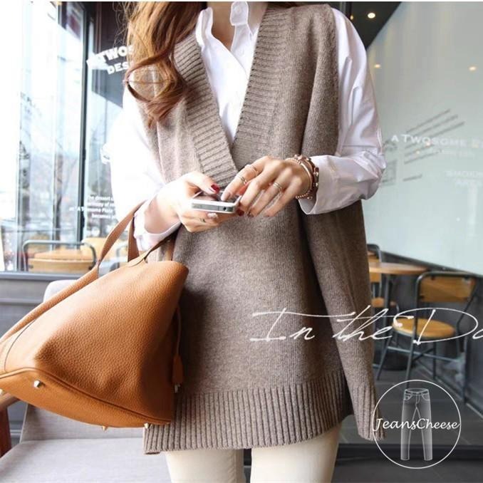 6色🌈 前短後長針織背心 彈力 針織馬甲 針織毛衣  馬甲背心 女裝 毛衣背心 外搭背心 V領針織 韓版背心 毛衣-細節圖2