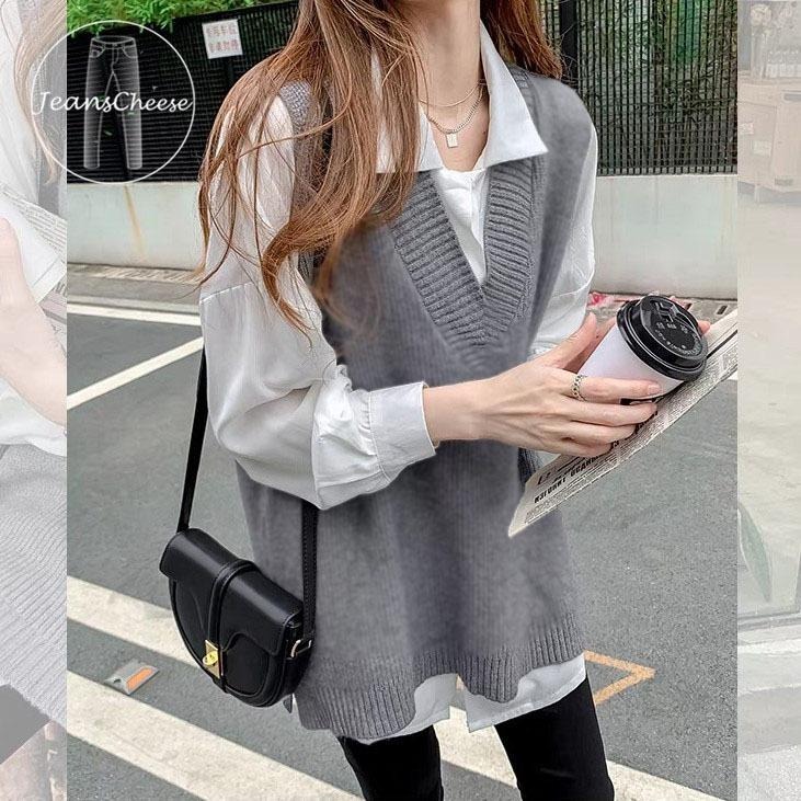 6色🌈 前短後長針織背心 彈力 針織馬甲 針織毛衣  馬甲背心 女裝 毛衣背心 外搭背心 V領針織 韓版背心 毛衣-細節圖7