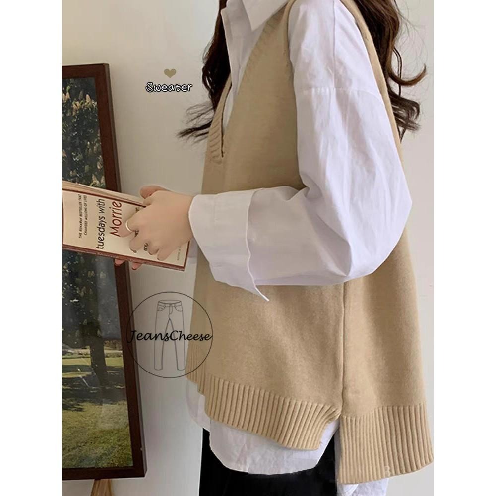 6色🌈 前短後長針織背心 彈力 針織馬甲 針織毛衣  馬甲背心 女裝 毛衣背心 外搭背心 V領針織 韓版背心 毛衣-細節圖8