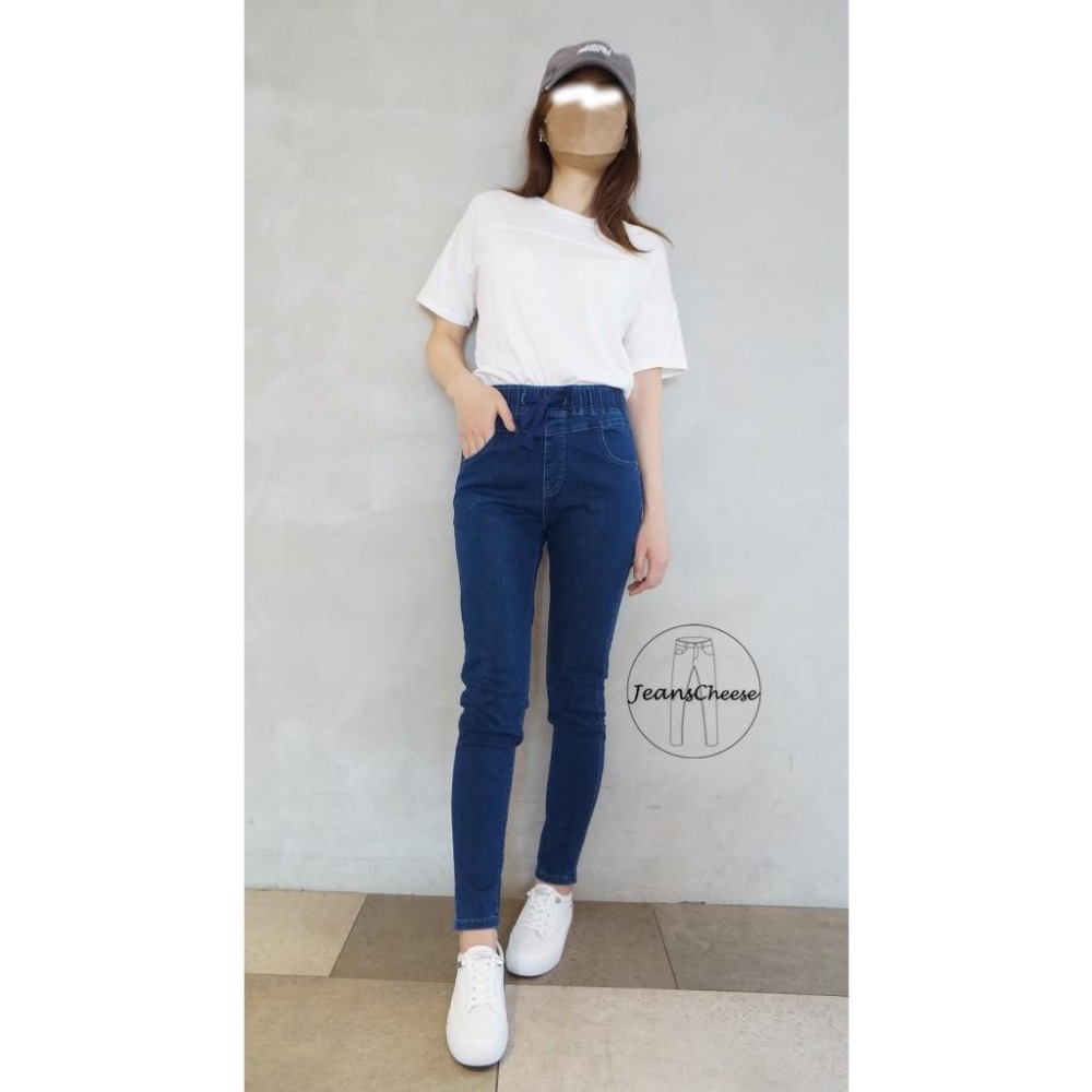 高腰3D提臀車線鬆緊帶抽繩.顯瘦哈倫褲.牛仔長褲.直腿褲.AB褲.老爺褲.牛仔褲.長褲.褲子.休閒長褲.s4.9245-細節圖2