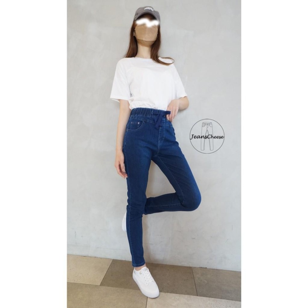 高腰3D提臀車線鬆緊帶抽繩.顯瘦哈倫褲.牛仔長褲.直腿褲.AB褲.老爺褲.牛仔褲.長褲.褲子.休閒長褲.s4.9245-細節圖5