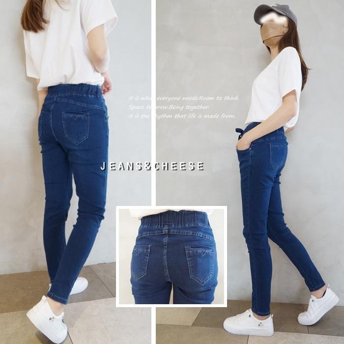 高腰3D提臀車線鬆緊帶抽繩.顯瘦哈倫褲.牛仔長褲.直腿褲.AB褲.老爺褲.牛仔褲.長褲.褲子.休閒長褲.s4.9245-細節圖6