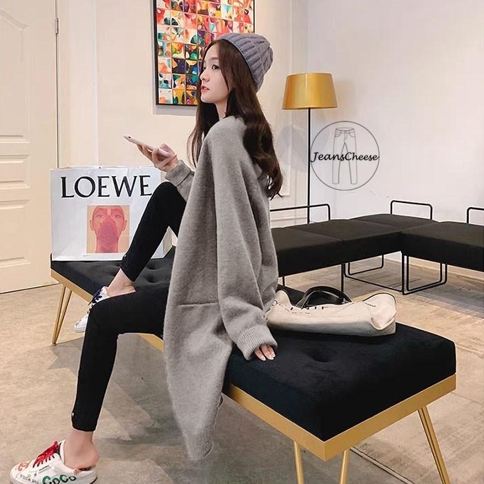 保暖厚磅 中長版針織外套 包芯紗 女裝 針織外套 長版外套 保暖外套 厚外套 韓版外套 慵懶風 寬鬆外套 罩衫 開衫外套-細節圖6