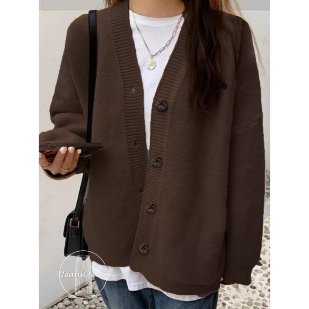 歐膩穿搭 包色款 韓系純色彈性保暖包芯紗 針織毛衣 針織外套 針織 上衣 排釦毛衣 外套 大衣 冬季外套 毛衣 排扣外套-細節圖4