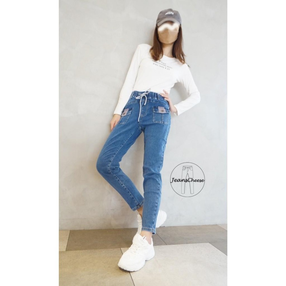 日系時尚超顯瘦高腰磨毛牛仔褲.超彈力保暖刷毛褲.拼布口袋哈倫褲.男友褲.休閒褲.保暖褲.磨毛褲.休閒長褲S5.3555-細節圖2