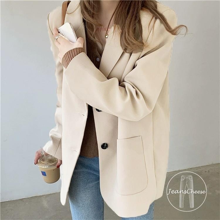 韓國熱銷款氣質寬鬆 雙口袋小西服外套 西裝外套 上衣 女裝 衣服 外套 薄外套 罩衫 防曬外套 長袖上衣 長袖罩衫 秋冬-細節圖2