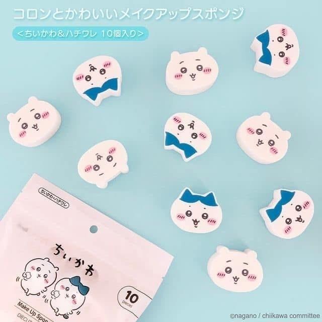 現貨在台 免等 日本 吉伊卡哇 超級可愛臉譜造型粉撲 一袋10入-細節圖4