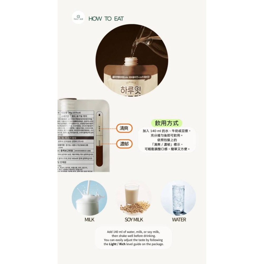 🍎現貨🍎【新上市】HaruEat 奶昔 50g 蛋白飲×膳食纖維×膠原蛋白｜巧克力｜即沖即喝-細節圖9