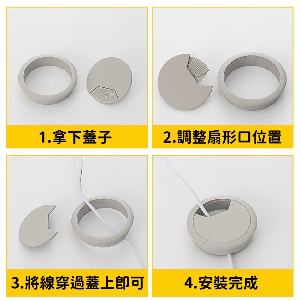 【台灣現貨 獨立包裝】辦公桌孔蓋 多尺寸加厚款出線孔 線孔蓋 彈簧出線孔 彈簧自動回彈 集線器 線孔蓋 集線蓋-細節圖3