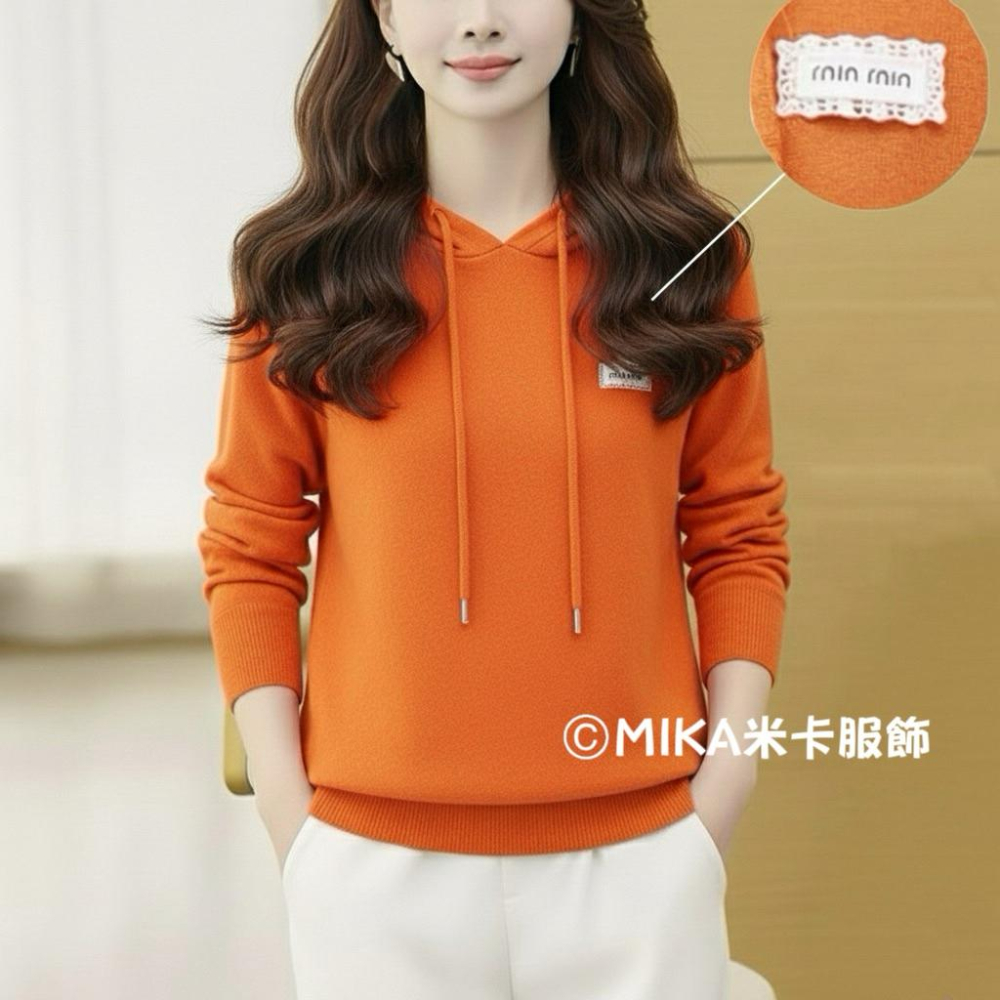 《MIKA米卡服飾》針織連帽上衣 長袖上衣 針織毛衣 帽T 連帽毛衣 針織 毛衣 保暖 針織衫 女裝-細節圖3
