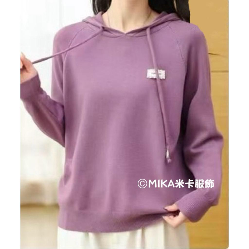 《MIKA米卡服飾》針織連帽上衣 長袖上衣 針織毛衣 帽T 連帽毛衣 針織 毛衣 保暖 針織衫 女裝-細節圖4