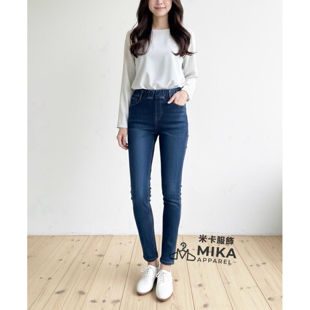 《MIKA米卡服飾》刷毛牛仔褲 加絨 刷毛 刷毛褲 顯瘦牛仔褲 牛仔褲 丹寧褲 保暖褲 合身褲 顯瘦 雪花褲 牛仔 長褲-細節圖6