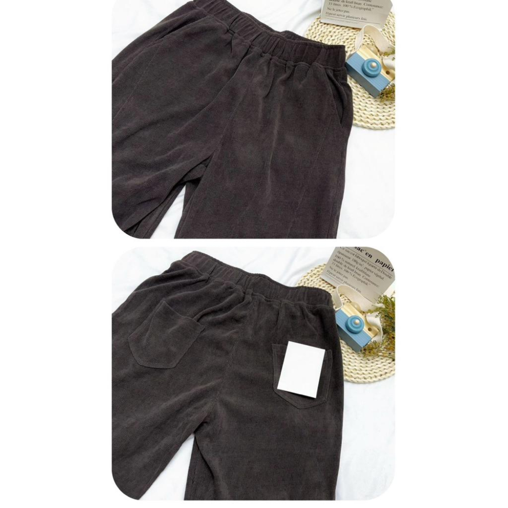 《MIKA米卡服飾》現貨 燈芯絨 直筒寬褲 燈芯絨寬褲 寬褲 闊腿褲 直筒褲 顯瘦 素面長褲 坑條絨 工作褲 棉褲 女裝-細節圖7