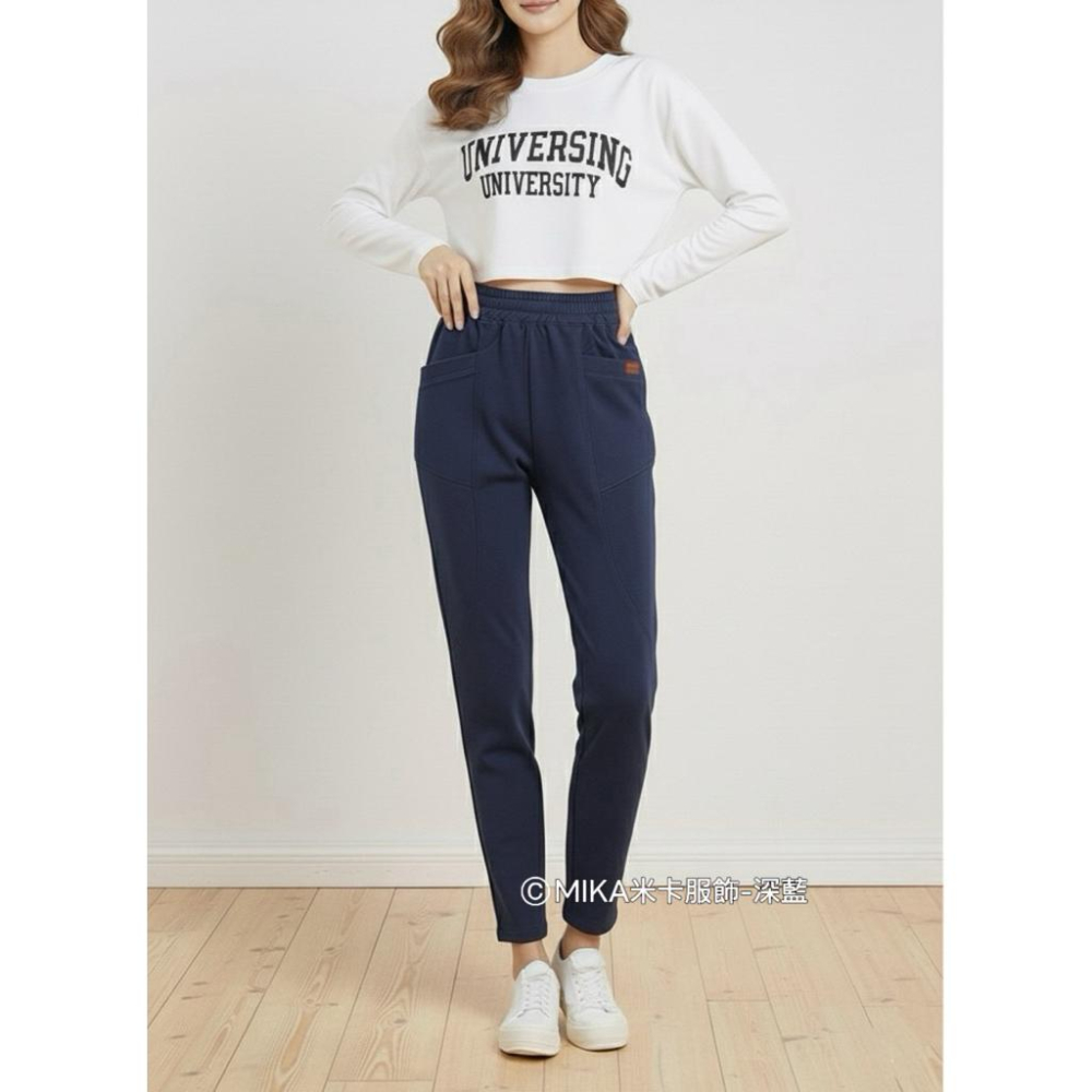 《MIKA米卡服飾》現貨 刷毛褲 彈力褲 哈倫褲 刷毛哈倫褲 黑褲 工作褲 直筒褲 刷毛 顯瘦 女裝 長褲 休閒褲 保暖-細節圖3