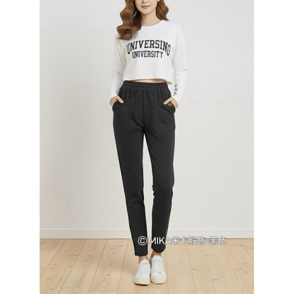 《MIKA米卡服飾》現貨 刷毛褲 彈力褲 哈倫褲 刷毛哈倫褲 黑褲 工作褲 直筒褲 刷毛 顯瘦 女裝 長褲 休閒褲 保暖-細節圖5