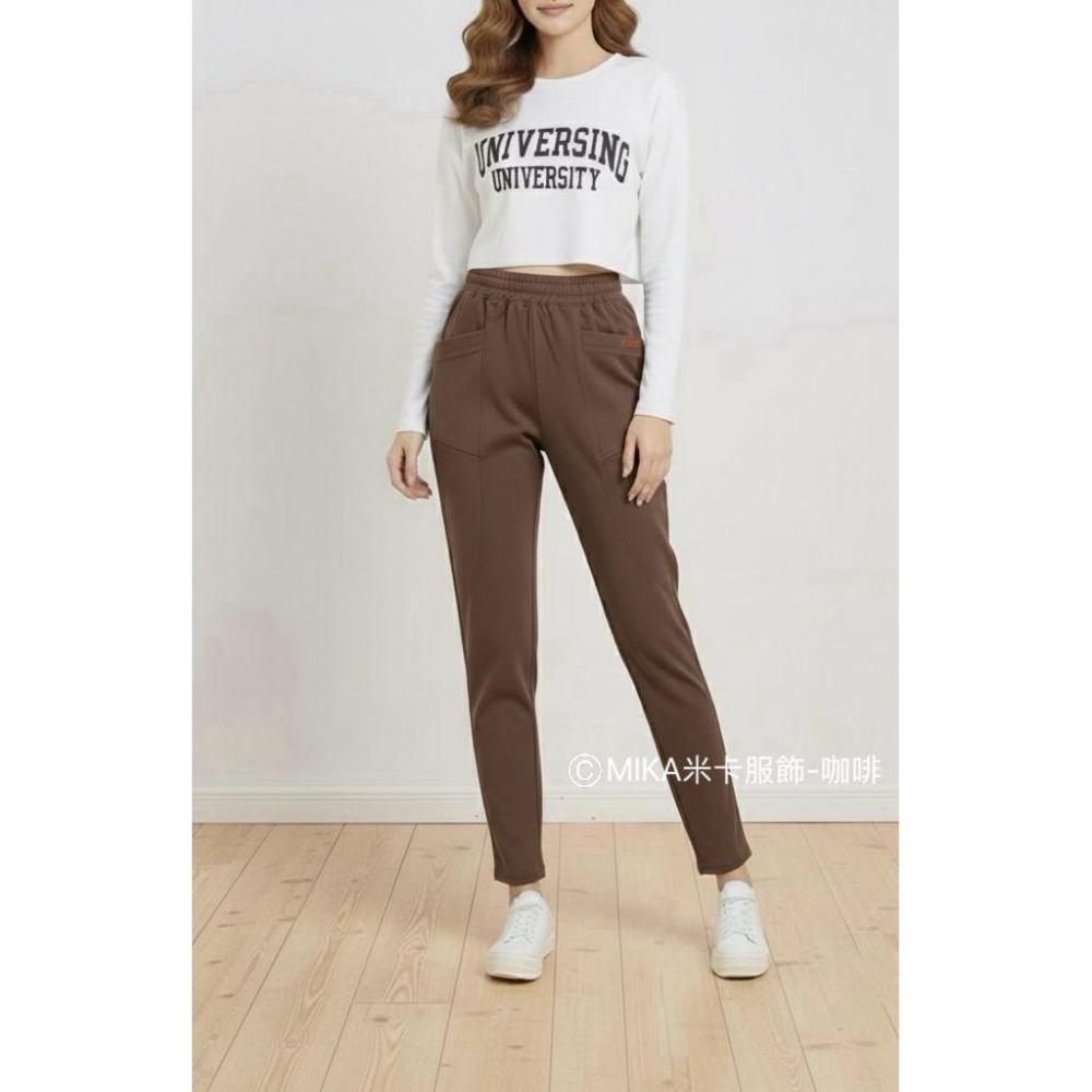 《MIKA米卡服飾》現貨 刷毛褲 彈力褲 哈倫褲 刷毛哈倫褲 黑褲 工作褲 直筒褲 刷毛 顯瘦 女裝 長褲 休閒褲 保暖-細節圖6