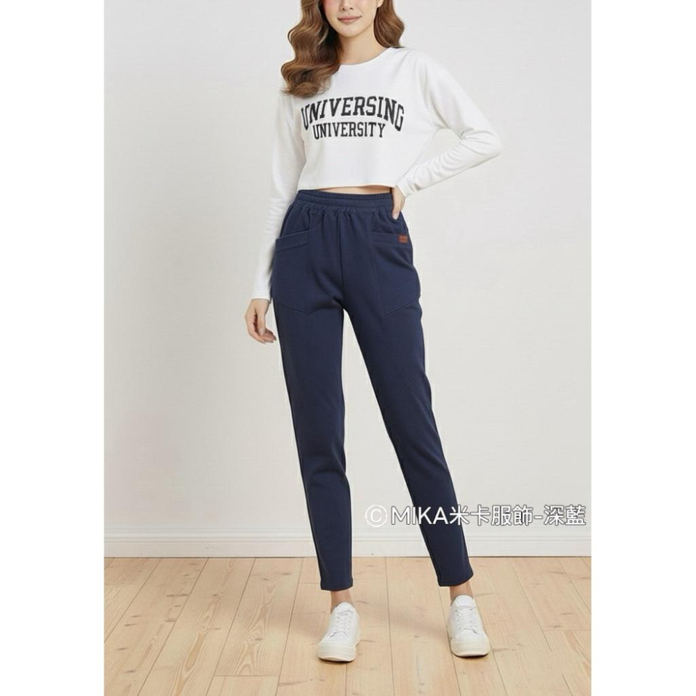 《MIKA米卡服飾》現貨 刷毛褲 彈力褲 哈倫褲 刷毛哈倫褲 黑褲 工作褲 直筒褲 刷毛 顯瘦 女裝 長褲 休閒褲 保暖-細節圖7
