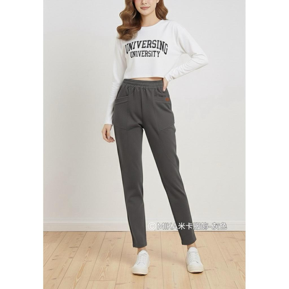 《MIKA米卡服飾》現貨 刷毛褲 彈力褲 哈倫褲 刷毛哈倫褲 黑褲 工作褲 直筒褲 刷毛 顯瘦 女裝 長褲 休閒褲 保暖-細節圖9