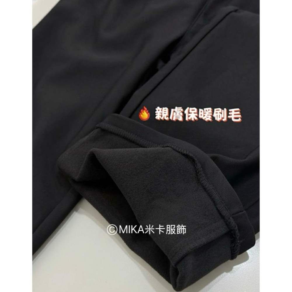 《MIKA米卡服飾》現貨 刷毛褲 合身褲 顯瘦 黑褲 工作褲 保暖 棉褲 保暖長褲 素面 彈力褲 窄管褲 加厚褲 女裝-細節圖7
