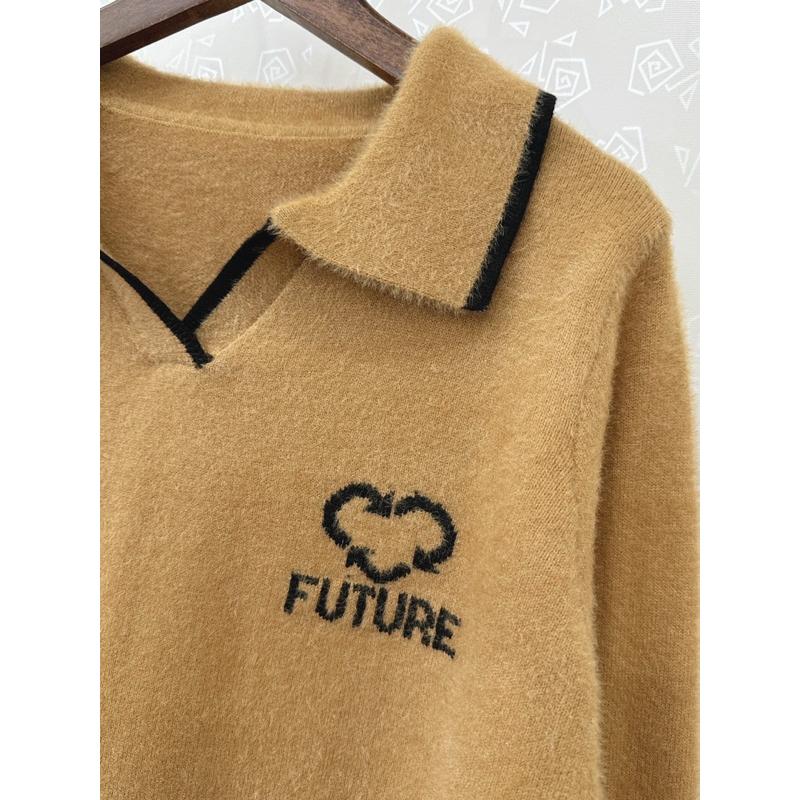 《MIKA米卡服飾》現貨 翻領針織衫 水貂毛 針織毛衣 針織 長袖上衣 毛衣 polo領 針織衫 保暖 娃娃領 女裝-細節圖8