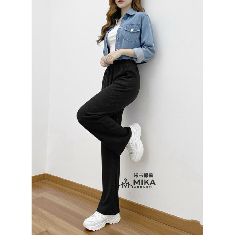 《MIKA米卡服飾》現貨 燈芯絨 寬褲 直筒褲 燈芯絨寬褲 直筒寬褲 闊腿褲 顯瘦 素面長褲 工作褲 黑褲 棉褲 女裝-細節圖6