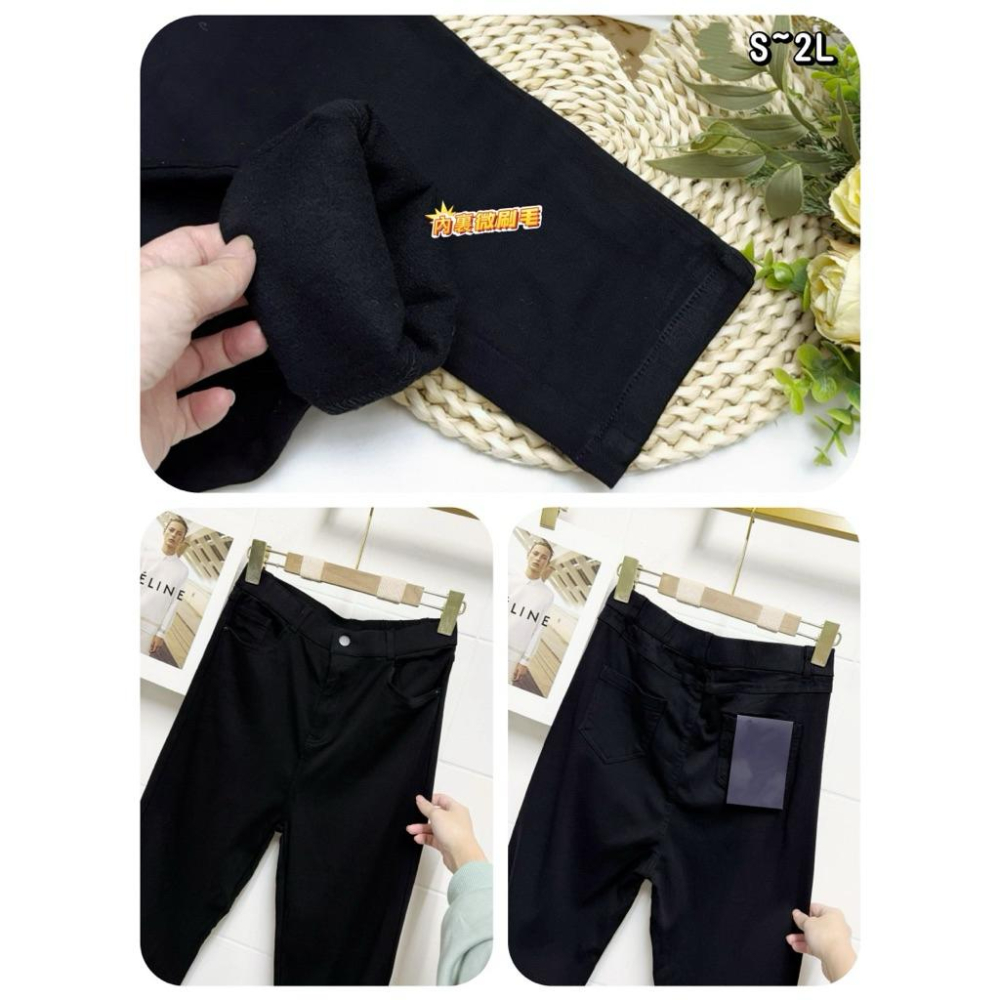 《MIKA米卡服飾》現貨 開釦拉鍊刷毛褲 窄管褲 彈力褲 刷毛褲 高腰褲  顯瘦 黑褲 刷毛 合身褲 鉛筆褲 素面 拉鍊-細節圖9