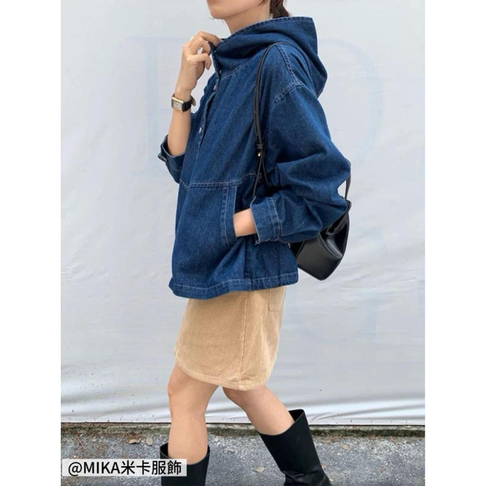 《MIKA米卡服飾》現貨 牛仔外套 防曬外套 開釦連帽牛仔外套 外套 丹寧外套 修身長袖牛仔 牛仔連帽外套 女裝 百搭-細節圖5