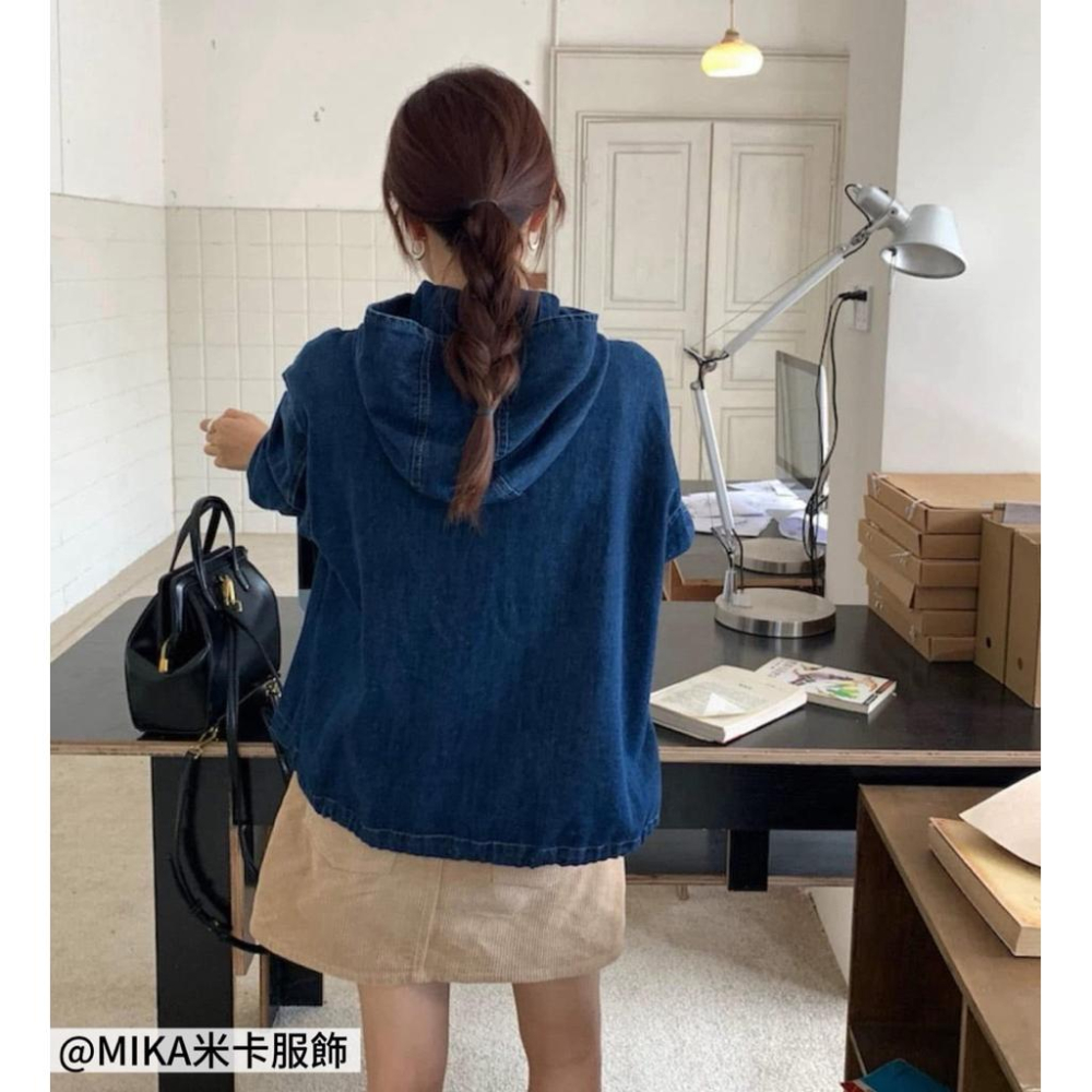 《MIKA米卡服飾》現貨 牛仔外套 防曬外套 開釦連帽牛仔外套 外套 丹寧外套 修身長袖牛仔 牛仔連帽外套 女裝 百搭-細節圖7