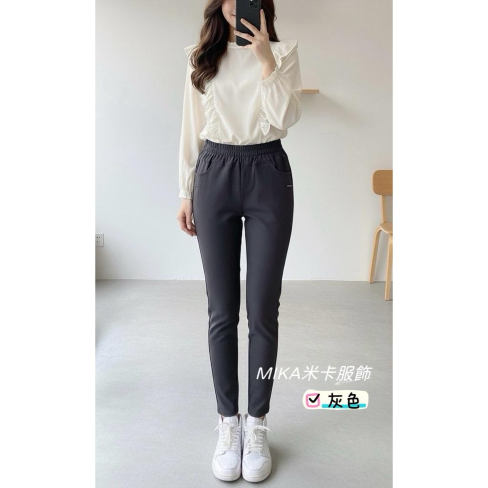 《MIKA米卡服飾》現貨 刷毛褲 彈力褲 顯瘦褲 黑褲 哈倫褲 工作褲 直筒褲 刷毛 顯瘦 女裝 長褲-細節圖2