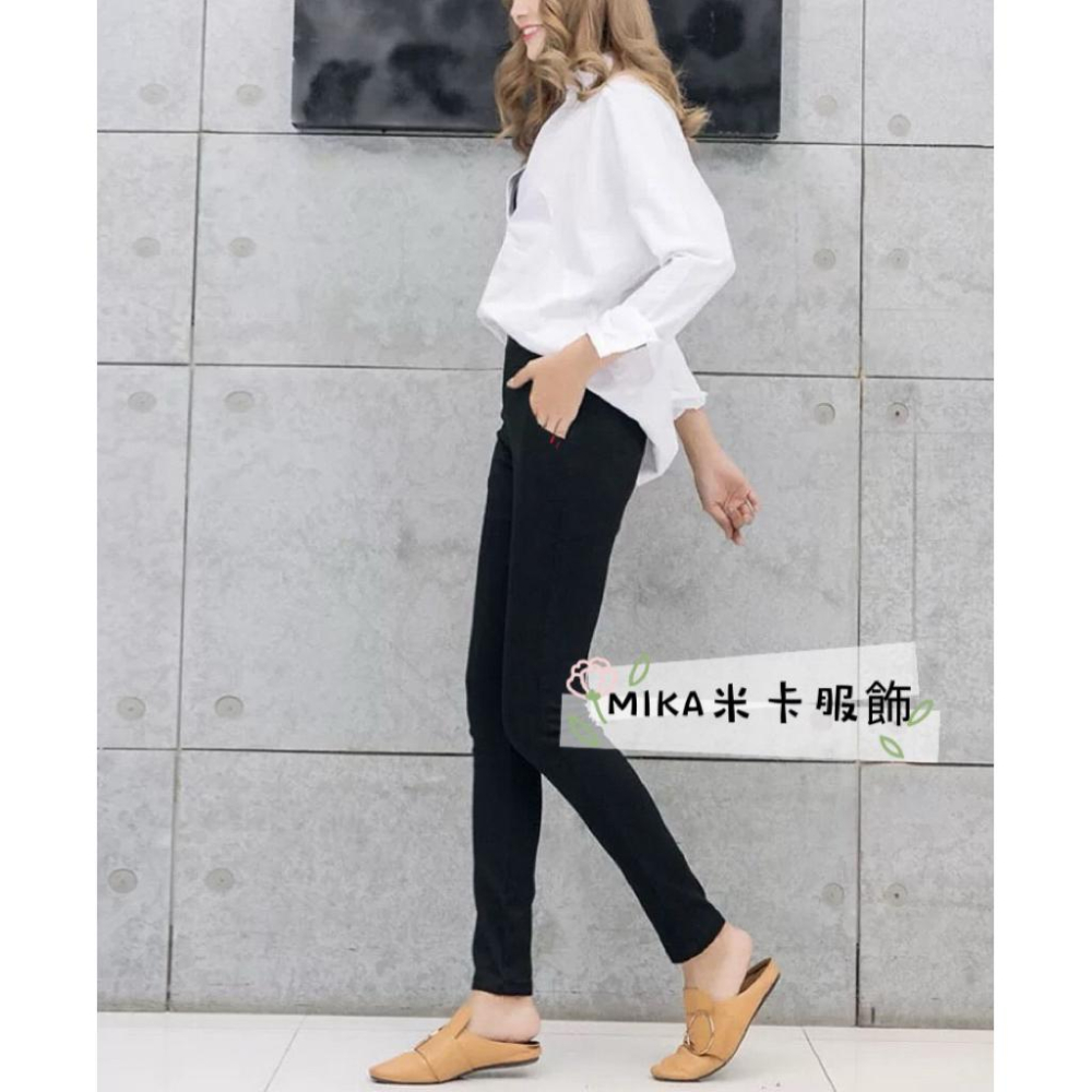 《MIKA米卡服飾》激瘦超彈力黑褲 窄管褲 合身褲 鉛筆褲 工作褲 黑褲 上班褲 學生褲 彈力褲 女裝 彈力長褲-細節圖2