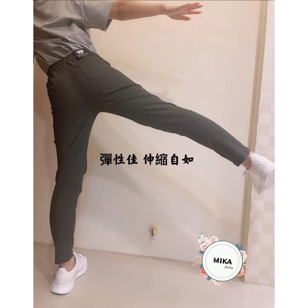 《MIKA米卡服飾》隔日到貨 703涼感褲 超冰涼褲 工作褲 顯瘦褲 涼感合身褲 彈力褲 休閒褲 黑長褲 黑褲 涼感褲-細節圖7