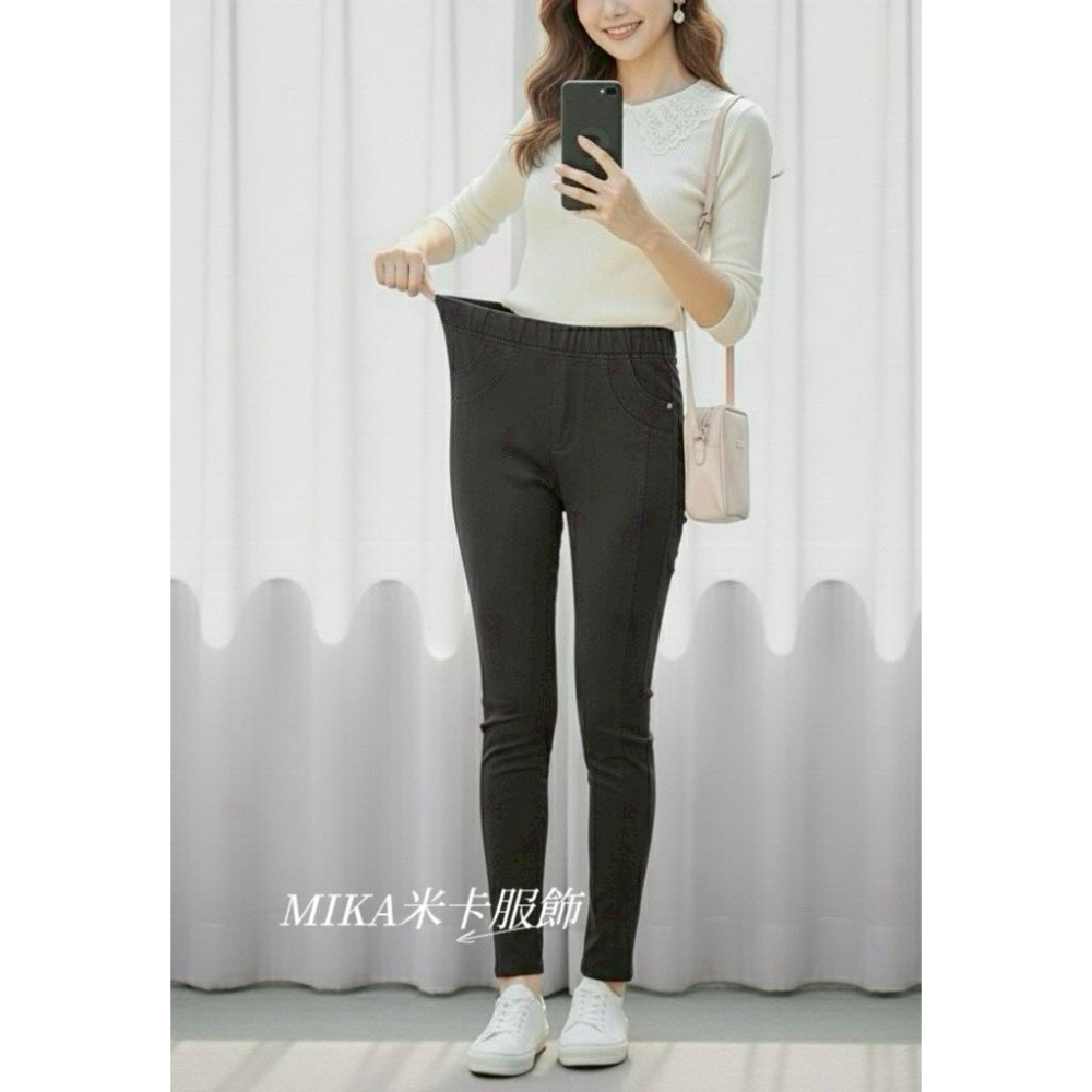 《MIKA米卡服飾》現貨 顯瘦褲 彈力褲 黑褲 3D剪裁 合身褲 雪花褲 刷白 側車線 工作褲 素面 挺布 秋冬 女裝-細節圖2