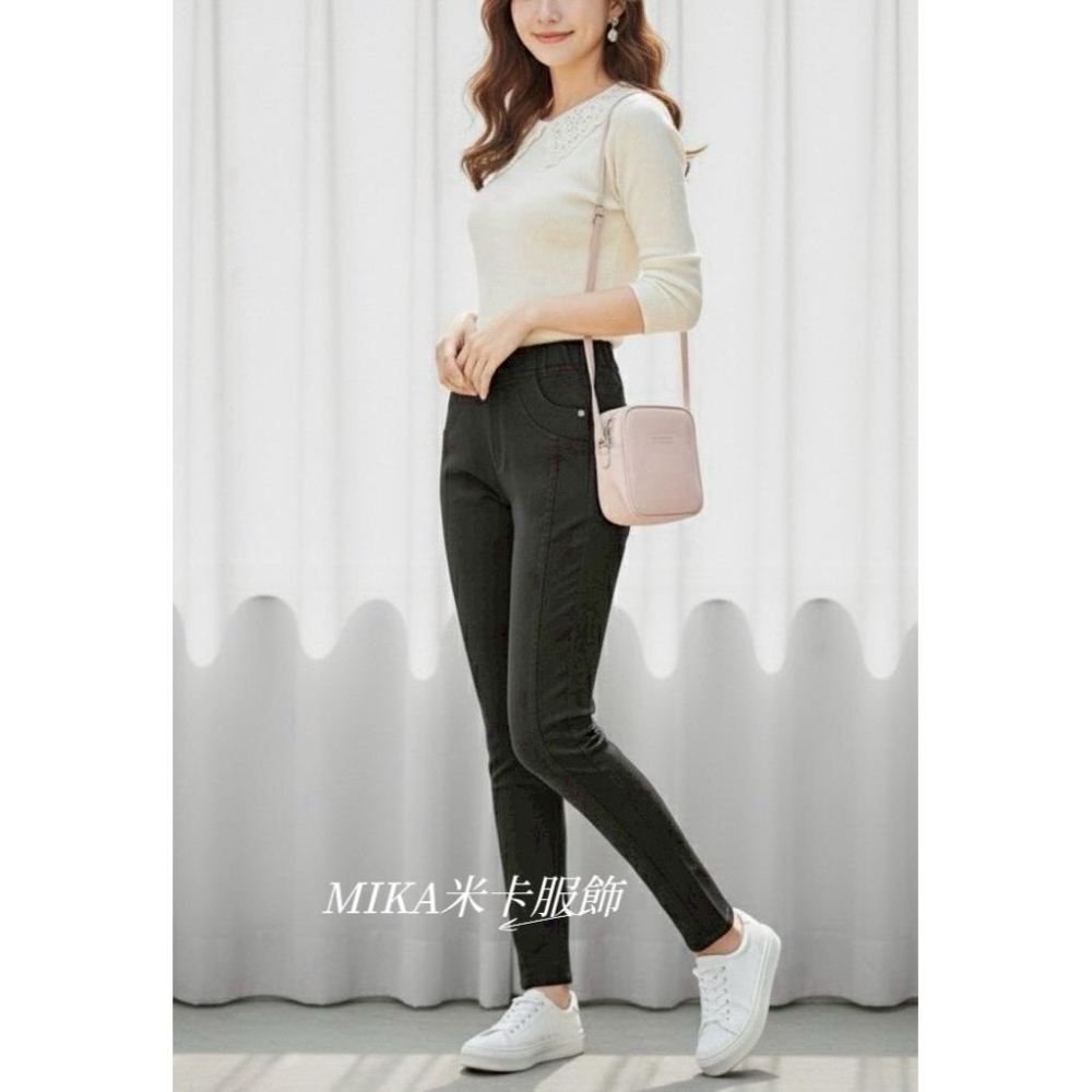 《MIKA米卡服飾》現貨 顯瘦褲 彈力褲 黑褲 3D剪裁 合身褲 雪花褲 刷白 側車線 工作褲 素面 挺布 秋冬 女裝-細節圖4