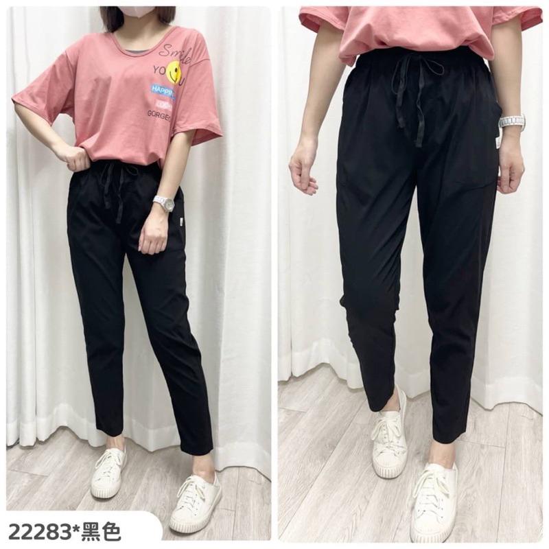 《MIKA米卡服飾》隔日到貨 -5度綁帶涼感褲 彈力褲 22283 顯瘦褲 涼感褲 窄管褲 合身褲 抽繩涼感褲 黑褲-細節圖3