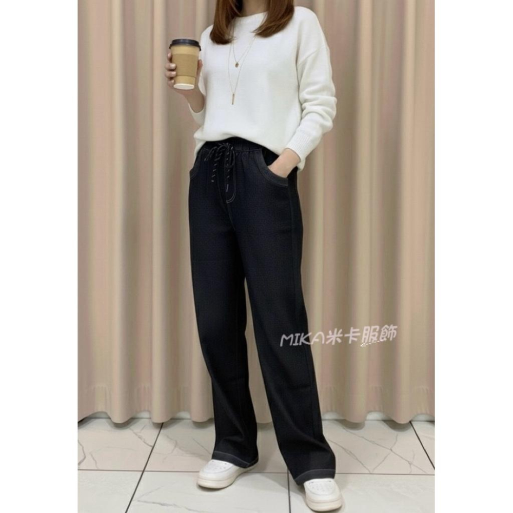 《MIKA米卡服飾》牛仔寬褲 天絲牛仔寬褲  牛仔褲 寬褲 長褲 天絲牛仔褲 直筒褲 顯瘦寬褲 秋冬 女裝-細節圖2