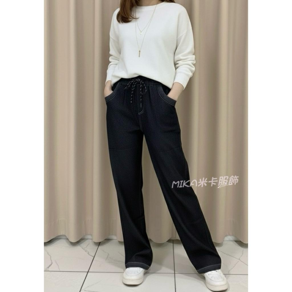 《MIKA米卡服飾》牛仔寬褲 天絲牛仔寬褲  牛仔褲 寬褲 長褲 天絲牛仔褲 直筒褲 顯瘦寬褲 秋冬 女裝-細節圖3