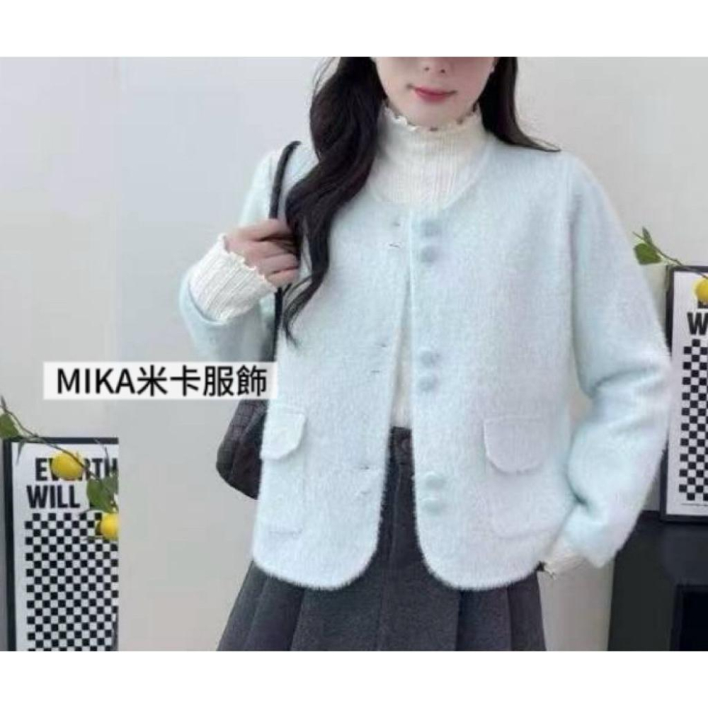 《MIKA米卡服飾》小香風外套 水貂絨外套 小香外套 外套 小香風 針織 針織外套 開釦外套 長袖 開衫上衣 女裝-細節圖2