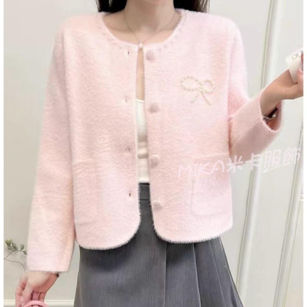 《MIKA米卡服飾》隔日到貨 小香風外套 小香外套 外套 小香風 針織 針織外套 秋冬外套 毛衣外套 水貂絨外套-細節圖6