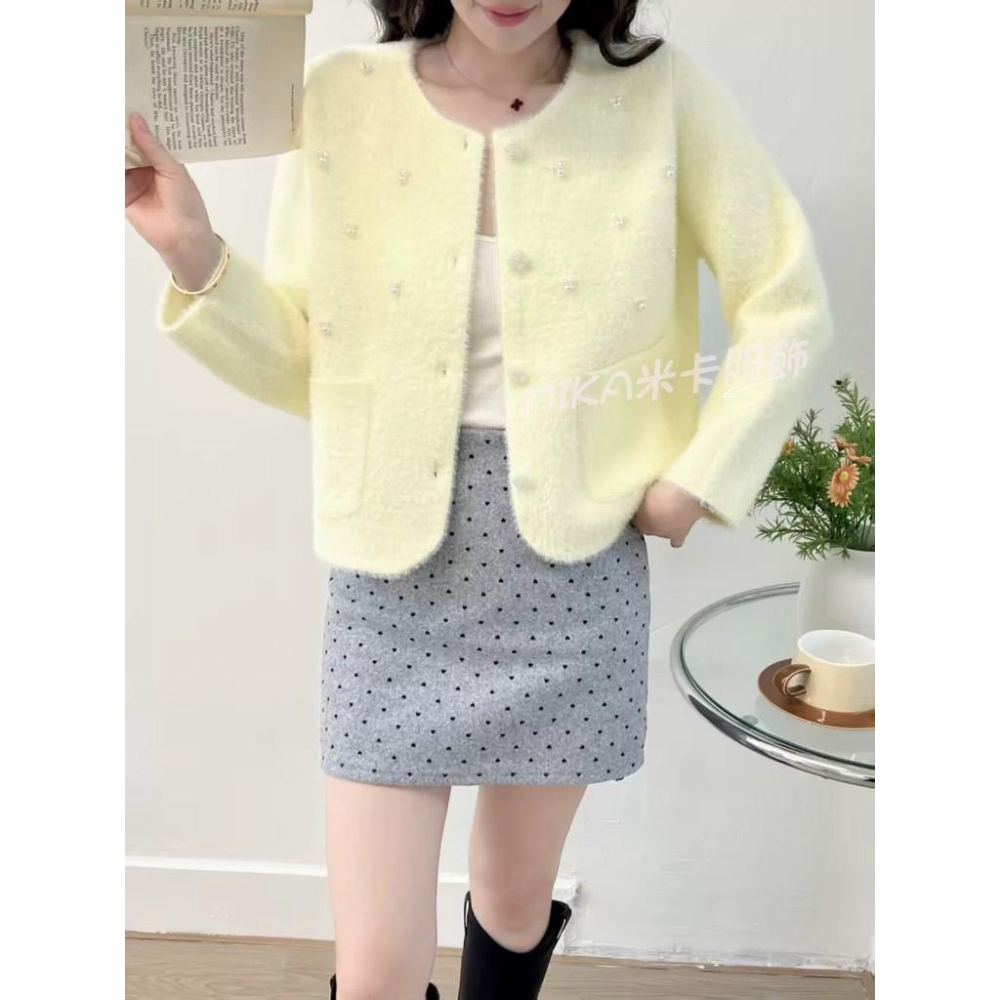 《MIKA米卡服飾》隔日到貨 小香風外套 水貂絨外套 小香外套 外套 小香風 針織 針織外套 秋冬外套 毛衣外套-細節圖5