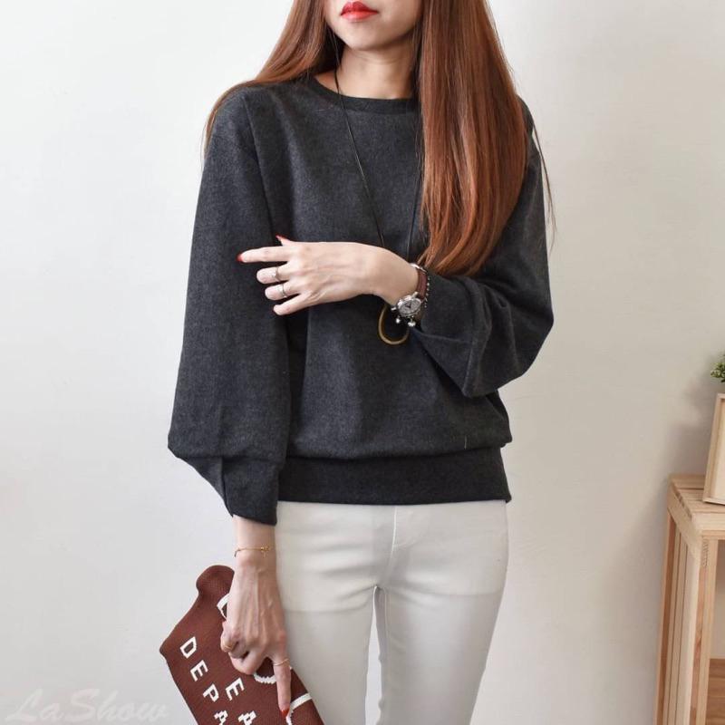 《MIKA米卡服飾》隔日到貨 交叉V袖磨毛 磨毛T 素T 刷毛上衣 1292 大學T  韓版棉T 刷毛 長袖 磨毛 保暖-細節圖5