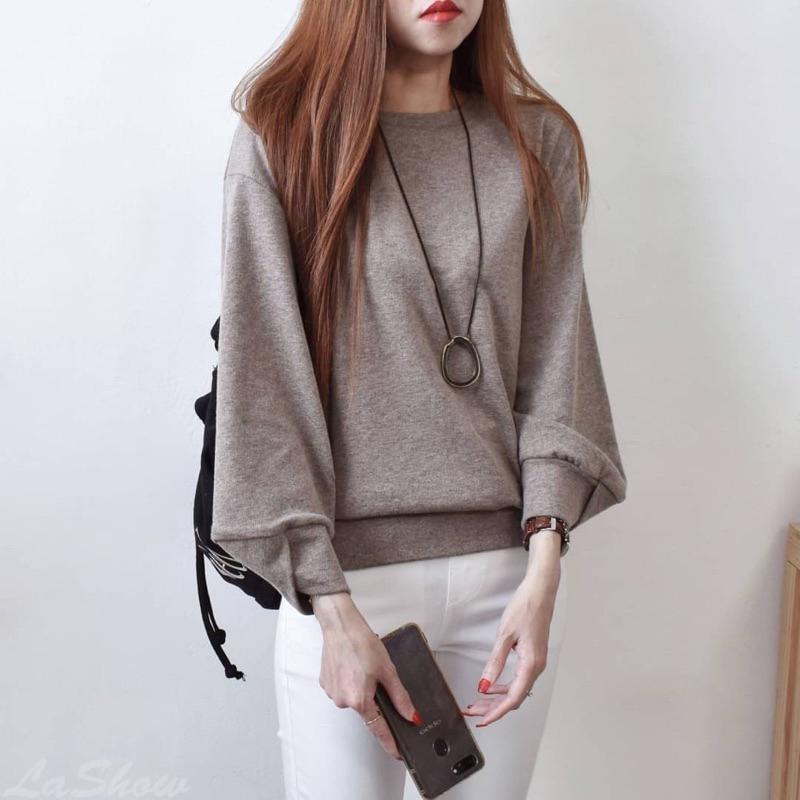 《MIKA米卡服飾》隔日到貨 交叉V袖磨毛 磨毛T 素T 刷毛上衣 1292 大學T  韓版棉T 刷毛 長袖 磨毛 保暖-細節圖6