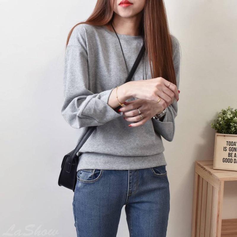 《MIKA米卡服飾》隔日到貨 交叉V袖磨毛 磨毛T 素T 刷毛上衣 1292 大學T  韓版棉T 刷毛 長袖 磨毛 保暖-細節圖7