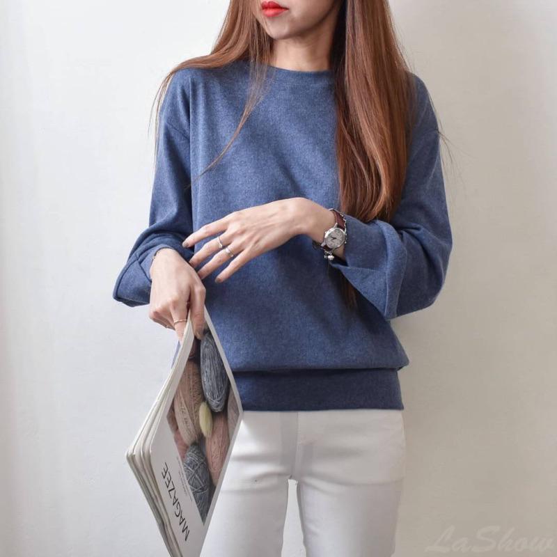 《MIKA米卡服飾》隔日到貨 交叉V袖磨毛 磨毛T 素T 刷毛上衣 1292 大學T  韓版棉T 刷毛 長袖 磨毛 保暖-細節圖9