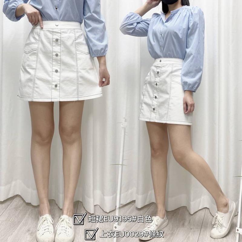 《MIKA米卡服飾》隔日到貨 顯瘦A字短裙 排扣短裙 A字褲裙 口袋褲裙 彈性褲裙 黑色褲裙 短裙-細節圖8