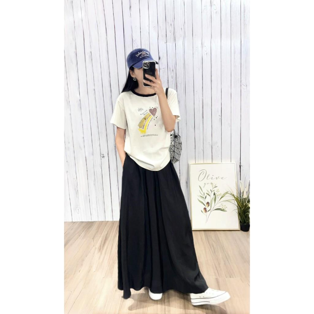 《MIKA米卡服飾》隔日到貨 韓版棉T 短袖T恤 百搭棉T 棉T 愛心棉T 短袖上衣 配色領 中長版T 涼感衣 素T-細節圖6