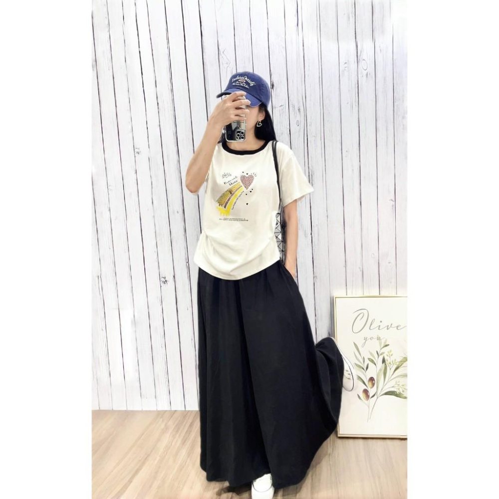 《MIKA米卡服飾》隔日到貨 韓版棉T 短袖T恤 百搭棉T 棉T 愛心棉T 短袖上衣 配色領 中長版T 涼感衣 素T-細節圖7