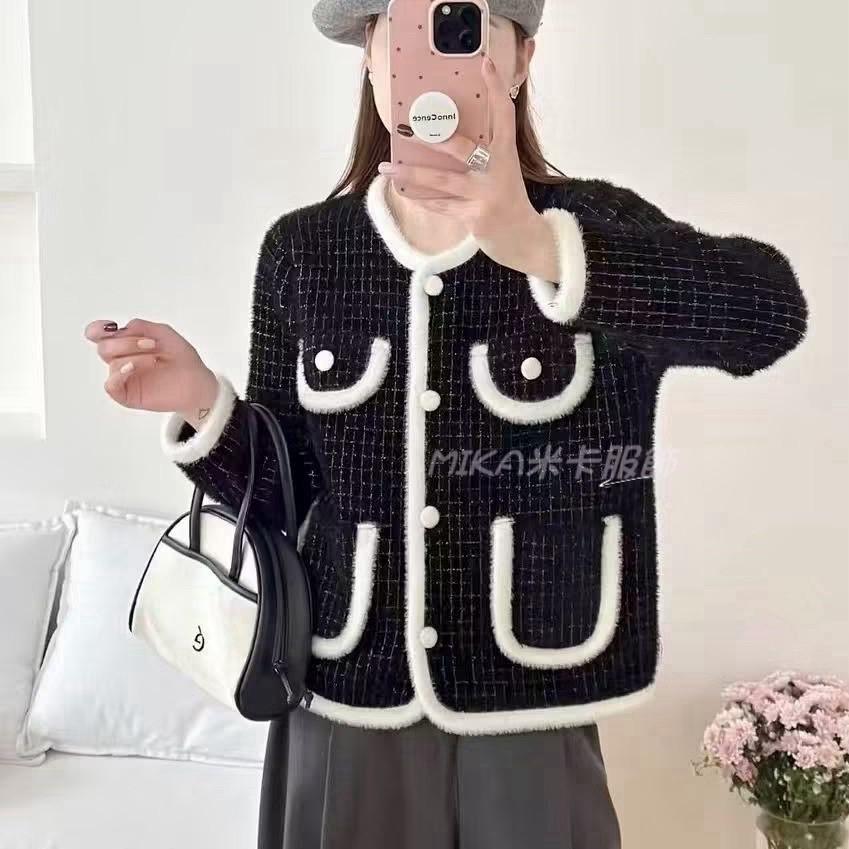 《MIKA米卡服飾》隔日到貨 小香風外套 水貂絨外套 小香外套 外套 小香風 針織 針織外套 秋冬外套 毛衣外套-細節圖3