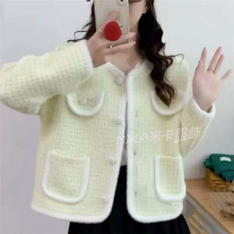 《MIKA米卡服飾》隔日到貨 小香風外套 水貂絨外套 小香外套 外套 小香風 針織 針織外套 秋冬外套 毛衣外套-細節圖4