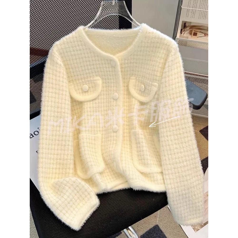 《MIKA米卡服飾》隔日到貨 小香風外套 水貂絨外套 小香外套 外套 小香風 針織 針織外套 秋冬外套 毛衣外套-細節圖6